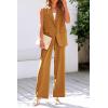 imagePRETTYGARDEN Womens 2 Piece Outfits Sleeveless Suit Vest and Wide Leg Pants Business Casual Blazer SetsBrown Yellow