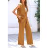imagePRETTYGARDEN Womens 2 Piece Outfits Sleeveless Suit Vest and Wide Leg Pants Business Casual Blazer SetsBrown Yellow