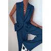 imagePRETTYGARDEN Womens 2 Piece Outfits Sleeveless Suit Vest and Wide Leg Pants Business Casual Blazer SetsDark Blue