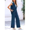 imagePRETTYGARDEN Womens 2 Piece Outfits Sleeveless Suit Vest and Wide Leg Pants Business Casual Blazer SetsDark Blue