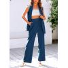 imagePRETTYGARDEN Womens 2 Piece Outfits Sleeveless Suit Vest and Wide Leg Pants Business Casual Blazer SetsDark Blue