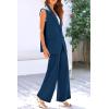imagePRETTYGARDEN Womens 2 Piece Outfits Sleeveless Suit Vest and Wide Leg Pants Business Casual Blazer SetsDark Blue