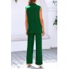 imagePRETTYGARDEN Womens 2 Piece Outfits Sleeveless Suit Vest and Wide Leg Pants Business Casual Blazer SetsGreen