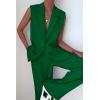 imagePRETTYGARDEN Womens 2 Piece Outfits Sleeveless Suit Vest and Wide Leg Pants Business Casual Blazer SetsGreen