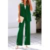 imagePRETTYGARDEN Womens 2 Piece Outfits Sleeveless Suit Vest and Wide Leg Pants Business Casual Blazer SetsGreen