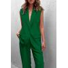 imagePRETTYGARDEN Womens 2 Piece Outfits Sleeveless Suit Vest and Wide Leg Pants Business Casual Blazer SetsGreen