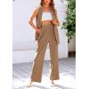 imagePRETTYGARDEN Womens 2 Piece Outfits Sleeveless Suit Vest and Wide Leg Pants Business Casual Blazer SetsKhaki