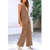 imagePRETTYGARDEN Womens 2 Piece Outfits Sleeveless Suit Vest and Wide Leg Pants Business Casual Blazer SetsKhaki