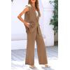 imagePRETTYGARDEN Womens 2 Piece Outfits Sleeveless Suit Vest and Wide Leg Pants Business Casual Blazer SetsKhaki