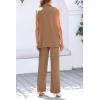 imagePRETTYGARDEN Womens 2 Piece Outfits Sleeveless Suit Vest and Wide Leg Pants Business Casual Blazer SetsKhaki