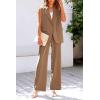 imagePRETTYGARDEN Womens 2 Piece Outfits Sleeveless Suit Vest and Wide Leg Pants Business Casual Blazer SetsKhaki