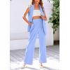 imagePRETTYGARDEN Womens 2 Piece Outfits Sleeveless Suit Vest and Wide Leg Pants Business Casual Blazer SetsLight Blue