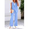 imagePRETTYGARDEN Womens 2 Piece Outfits Sleeveless Suit Vest and Wide Leg Pants Business Casual Blazer SetsLight Blue