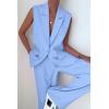 imagePRETTYGARDEN Womens 2 Piece Outfits Sleeveless Suit Vest and Wide Leg Pants Business Casual Blazer SetsLight Blue