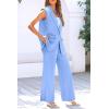 imagePRETTYGARDEN Womens 2 Piece Outfits Sleeveless Suit Vest and Wide Leg Pants Business Casual Blazer SetsLight Blue