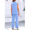 imagePRETTYGARDEN Womens 2 Piece Outfits Sleeveless Suit Vest and Wide Leg Pants Business Casual Blazer SetsLight Blue