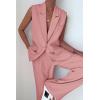 imagePRETTYGARDEN Womens 2 Piece Outfits Sleeveless Suit Vest and Wide Leg Pants Business Casual Blazer SetsLight Pink