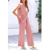 imagePRETTYGARDEN Womens 2 Piece Outfits Sleeveless Suit Vest and Wide Leg Pants Business Casual Blazer SetsLight Pink