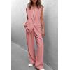 imagePRETTYGARDEN Womens 2 Piece Outfits Sleeveless Suit Vest and Wide Leg Pants Business Casual Blazer SetsLight Pink