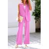 imagePRETTYGARDEN Womens 2 Piece Outfits Sleeveless Suit Vest and Wide Leg Pants Business Casual Blazer SetsPink