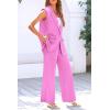 imagePRETTYGARDEN Womens 2 Piece Outfits Sleeveless Suit Vest and Wide Leg Pants Business Casual Blazer SetsPink