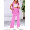 imagePRETTYGARDEN Womens 2 Piece Outfits Sleeveless Suit Vest and Wide Leg Pants Business Casual Blazer SetsPink