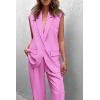 imagePRETTYGARDEN Womens 2 Piece Outfits Sleeveless Suit Vest and Wide Leg Pants Business Casual Blazer SetsPink