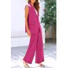 imagePRETTYGARDEN Womens 2 Piece Outfits Sleeveless Suit Vest and Wide Leg Pants Business Casual Blazer SetsRose Red