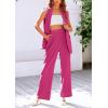 imagePRETTYGARDEN Womens 2 Piece Outfits Sleeveless Suit Vest and Wide Leg Pants Business Casual Blazer SetsRose Red