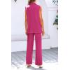 imagePRETTYGARDEN Womens 2 Piece Outfits Sleeveless Suit Vest and Wide Leg Pants Business Casual Blazer SetsRose Red