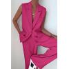imagePRETTYGARDEN Womens 2 Piece Outfits Sleeveless Suit Vest and Wide Leg Pants Business Casual Blazer SetsRose Red