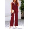 imagePRETTYGARDEN Womens 2 Piece Outfits Sleeveless Suit Vest and Wide Leg Pants Business Casual Blazer SetsWine Red