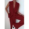 imagePRETTYGARDEN Womens 2 Piece Outfits Sleeveless Suit Vest and Wide Leg Pants Business Casual Blazer SetsWine Red