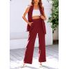 imagePRETTYGARDEN Womens 2 Piece Outfits Sleeveless Suit Vest and Wide Leg Pants Business Casual Blazer SetsWine Red
