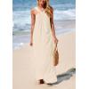 imagePRETTYGARDEN Womens 2025 Casual Long Summer Dresses Sleeveless Strappy Loose Flowy Beach Vacation Maxi Dress with PocketsApricot