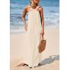 imagePRETTYGARDEN Womens 2025 Casual Long Summer Dresses Sleeveless Strappy Loose Flowy Beach Vacation Maxi Dress with PocketsApricot