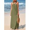 imagePRETTYGARDEN Womens 2025 Casual Long Summer Dresses Sleeveless Strappy Loose Flowy Beach Vacation Maxi Dress with PocketsArmy Green