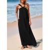 imagePRETTYGARDEN Womens 2025 Casual Long Summer Dresses Sleeveless Strappy Loose Flowy Beach Vacation Maxi Dress with PocketsBlack