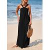imagePRETTYGARDEN Womens 2025 Casual Long Summer Dresses Sleeveless Strappy Loose Flowy Beach Vacation Maxi Dress with PocketsBlack