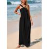 imagePRETTYGARDEN Womens 2025 Casual Long Summer Dresses Sleeveless Strappy Loose Flowy Beach Vacation Maxi Dress with PocketsBlack