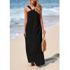 imagePRETTYGARDEN Womens 2025 Casual Long Summer Dresses Sleeveless Strappy Loose Flowy Beach Vacation Maxi Dress with PocketsBlack