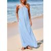 imagePRETTYGARDEN Womens 2025 Casual Long Summer Dresses Sleeveless Strappy Loose Flowy Beach Vacation Maxi Dress with PocketsBlue