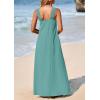 imagePRETTYGARDEN Womens 2025 Casual Long Summer Dresses Sleeveless Strappy Loose Flowy Beach Vacation Maxi Dress with PocketsBlue Green