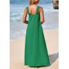 imagePRETTYGARDEN Womens 2025 Casual Long Summer Dresses Sleeveless Strappy Loose Flowy Beach Vacation Maxi Dress with PocketsDark Green