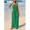 imagePRETTYGARDEN Womens 2025 Casual Long Summer Dresses Sleeveless Strappy Loose Flowy Beach Vacation Maxi Dress with PocketsDark Green