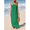imagePRETTYGARDEN Womens 2025 Casual Long Summer Dresses Sleeveless Strappy Loose Flowy Beach Vacation Maxi Dress with PocketsDark Green