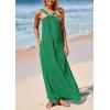 imagePRETTYGARDEN Womens 2025 Casual Long Summer Dresses Sleeveless Strappy Loose Flowy Beach Vacation Maxi Dress with PocketsDark Green