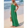 imagePRETTYGARDEN Womens 2025 Casual Long Summer Dresses Sleeveless Strappy Loose Flowy Beach Vacation Maxi Dress with PocketsDark Green