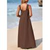 imagePRETTYGARDEN Womens 2025 Casual Long Summer Dresses Sleeveless Strappy Loose Flowy Beach Vacation Maxi Dress with PocketsDark Khaki