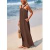 imagePRETTYGARDEN Womens 2025 Casual Long Summer Dresses Sleeveless Strappy Loose Flowy Beach Vacation Maxi Dress with PocketsDark Khaki